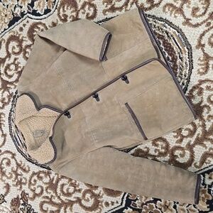 70s Suede Shearling Jacket With Leather Trim Retro Coat Vintage 1970 Boho Hippie